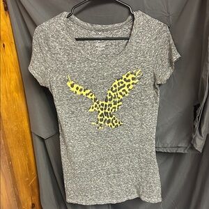 Salvage Gray Tee with Yellow Leopard Print